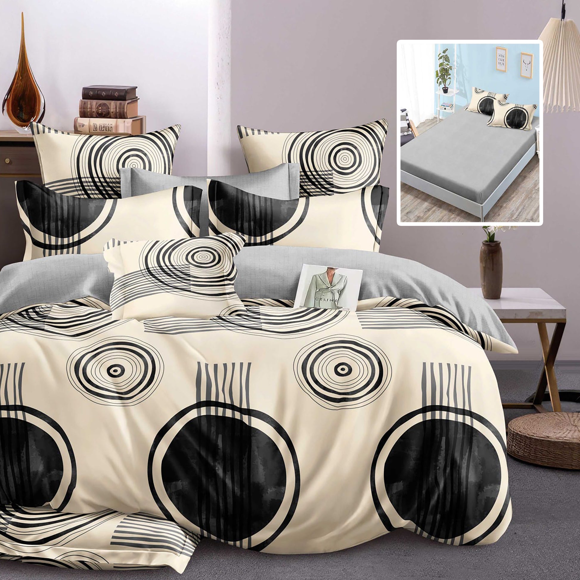 LENJERIE FINET 6 PIESE CU HUSĂ – 160×200 ȘI 180×200 (HF6P326)