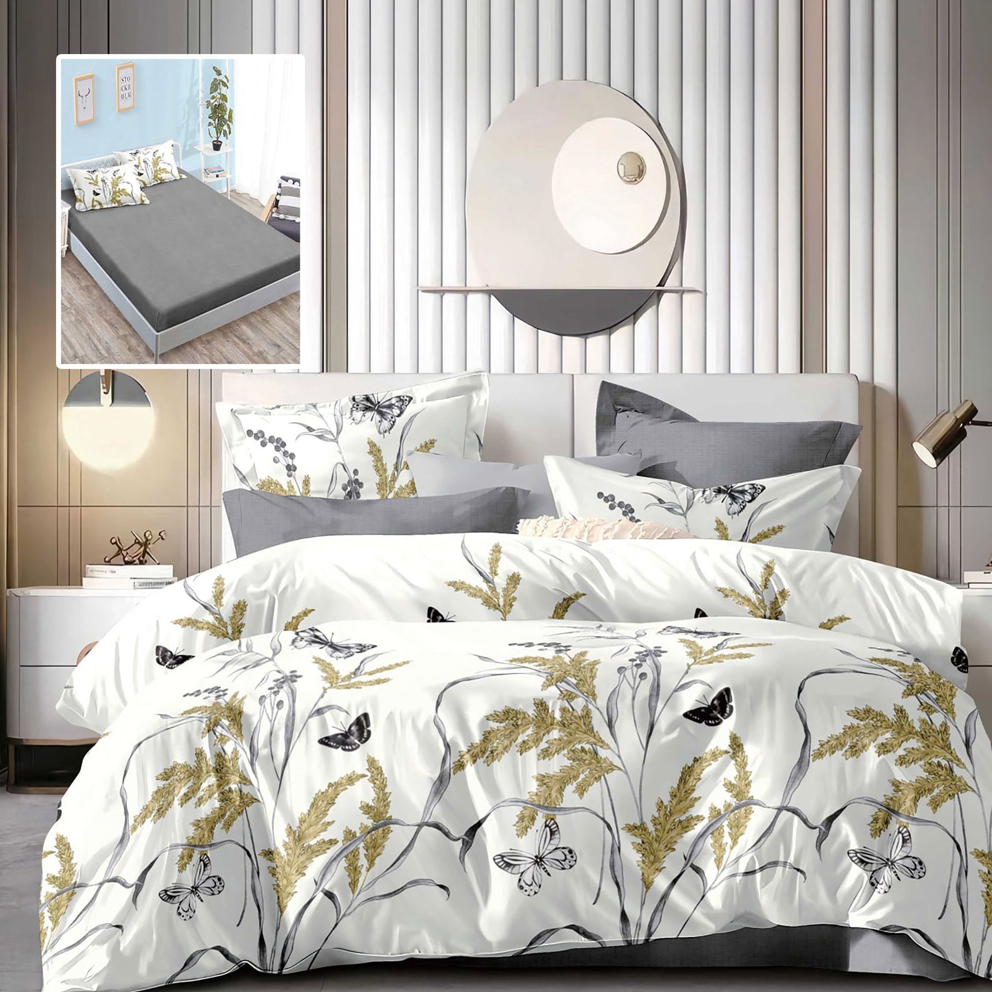 LENJERIE FINET 6 PIESE CU HUSĂ – 160×200 ȘI 180×200 (MADISON-VH)
