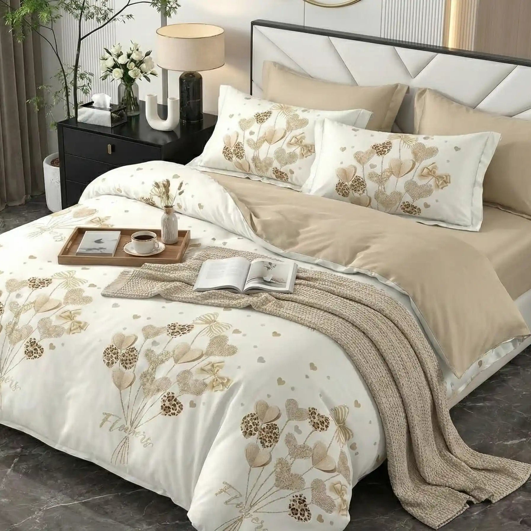 Lenjerie Finet 6 piese cu husă de pat pentru saltea de 160×200 și 180×200