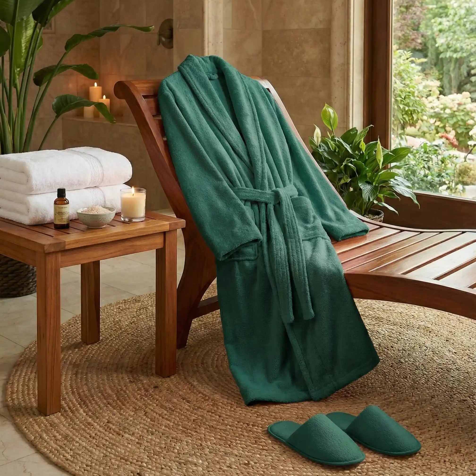 HALAT DE BAIE VELUR 100% BUMBAC (VERDE)