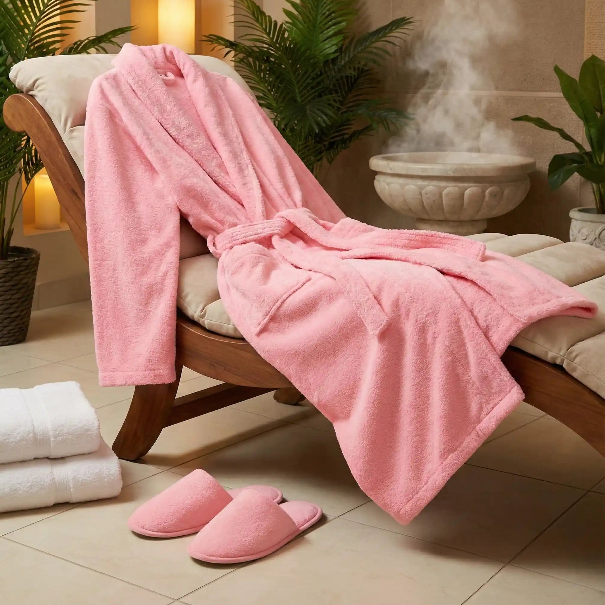 HALAT DE BAIE VELUR 100% BUMBAC (PUDRA)