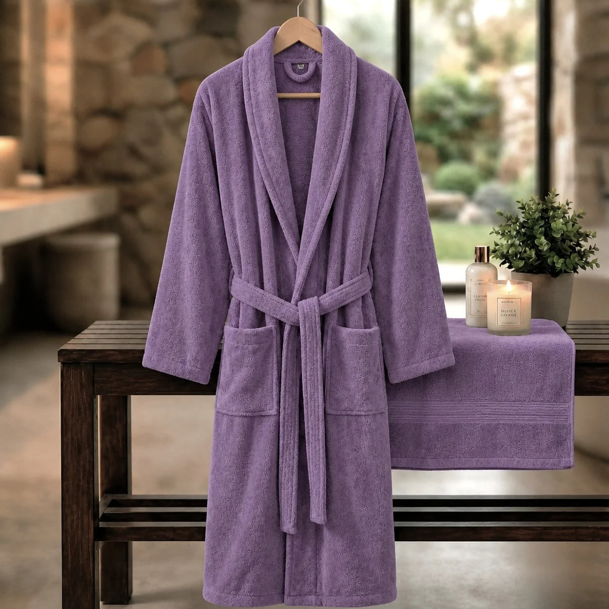 HALAT DE BAIE VELUR 100% BUMBAC (Lavender Dream)